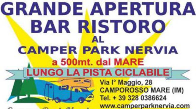 Domenica 17 luglio “Camper Park Nervia” inaugura in grande stile il nuovo bar-ristoro - Riviera24