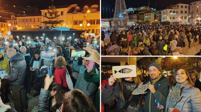 Sanremo, centinaia di sardine in piazza intonano “Bella ciao” «contro il fascismo e la politica dell’odio»