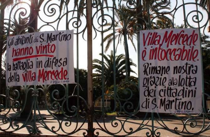 Villa Mercede San Martino Sanremo slogan striscioni