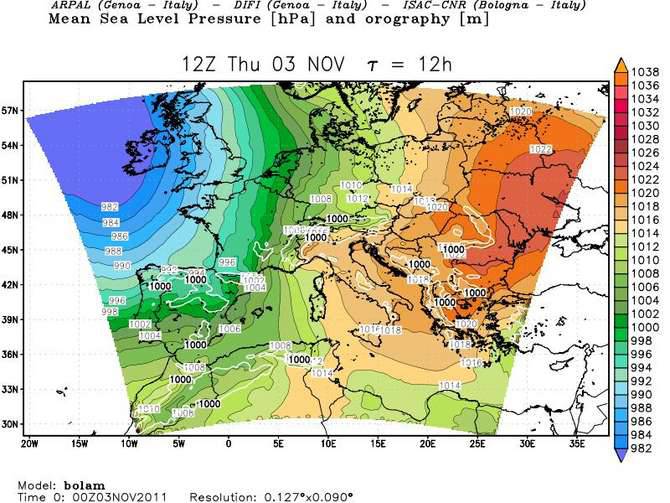 CARTINA METEO PRE ALLUVIONE 2011