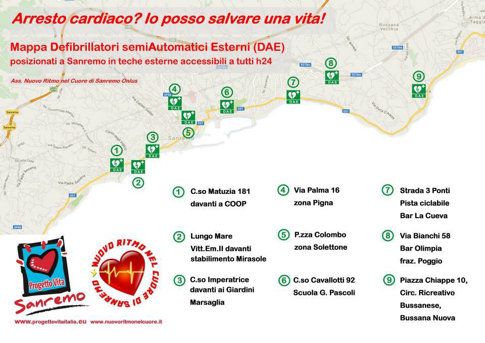 mappa defibrillatori sanremo