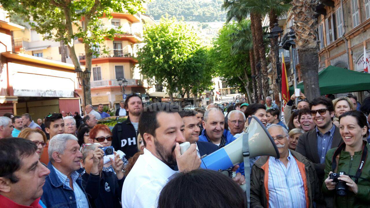 Matteo Salvini, tour elettorale a Ventimiglia