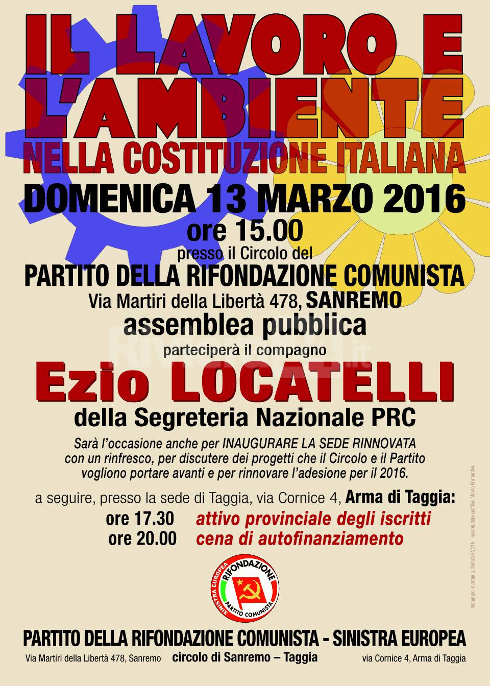 Ezio Locatelli partecipa all'assemblea pubblica "Il lavoro e l'ambiente nella costituzione italiana"