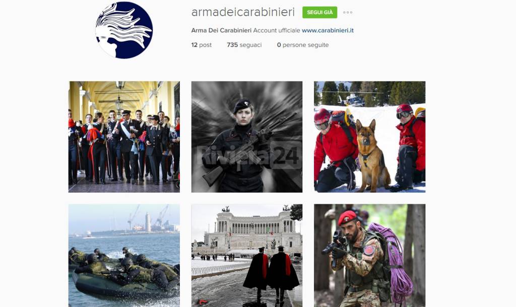 riviera24 - carabinieri su instagram