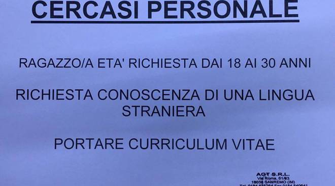 Offro lavoro: il negozio Vodafone di Sanremo cerca personale