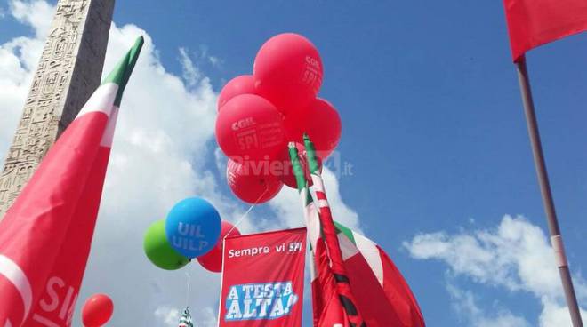 Pensionati, la manifestazione unitaria di Spi Cgil, Fnp Cisl e Uilp Uil a Roma