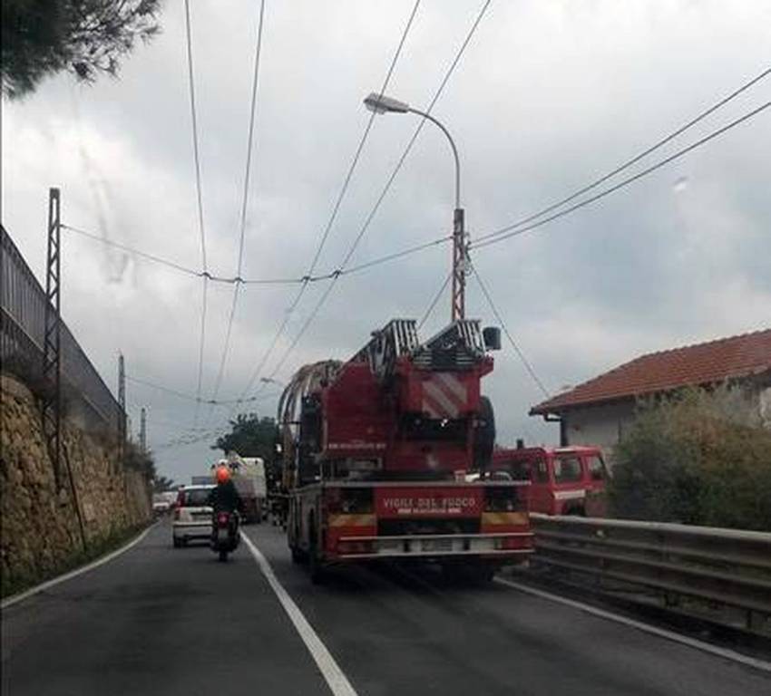 riviera24 - vigili del fuoco aurelia sanremo palma pericolante