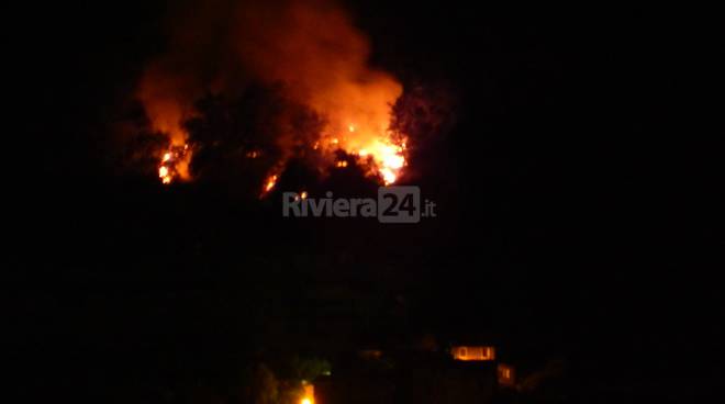 Brucia il bosco del Monte Faudo. Vigili del fuoco e volontari tengono sotto controllo le fiamme