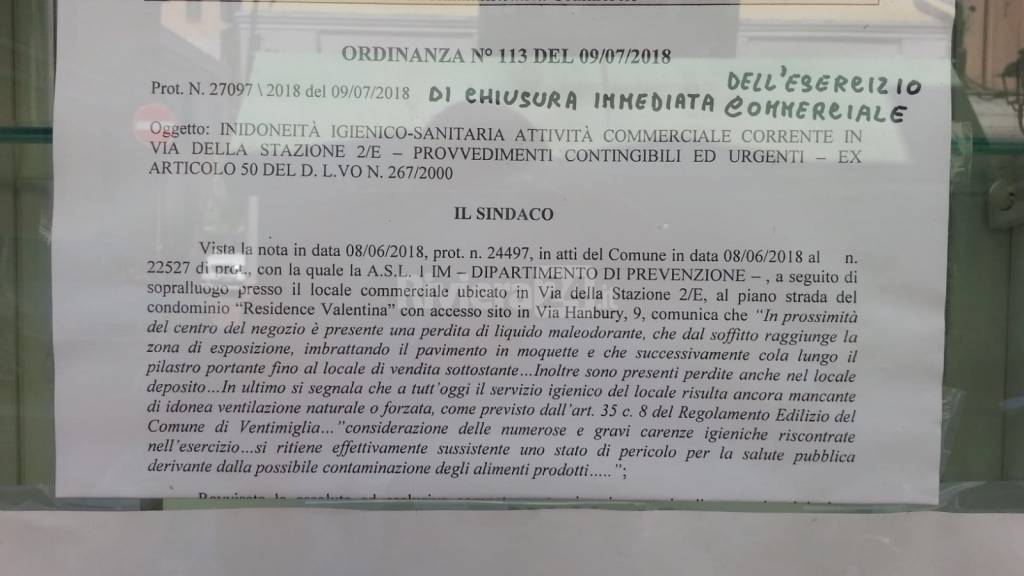 chiusura negozio