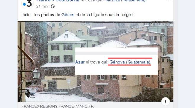 Nevica a Genova: per France 3 la Superba è in Guatemala