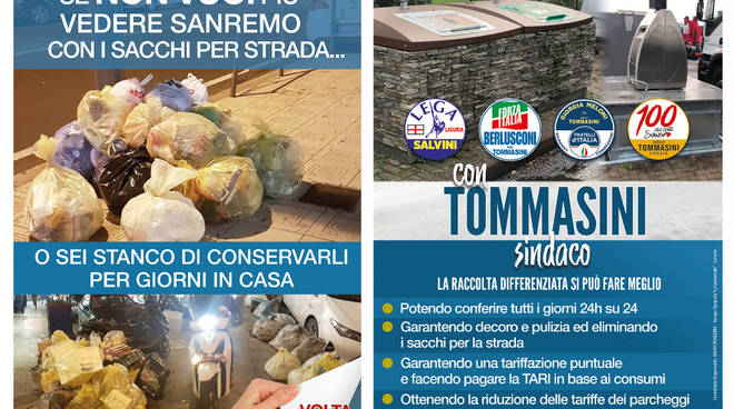 Sanremo, parte la campagna di volantinaggio della coalizione del centro destra unito sulla raccolta differenziata