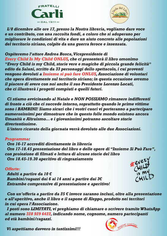 Evento di beneficenza - Presentazione Libro \"Every Child Is My Child\"