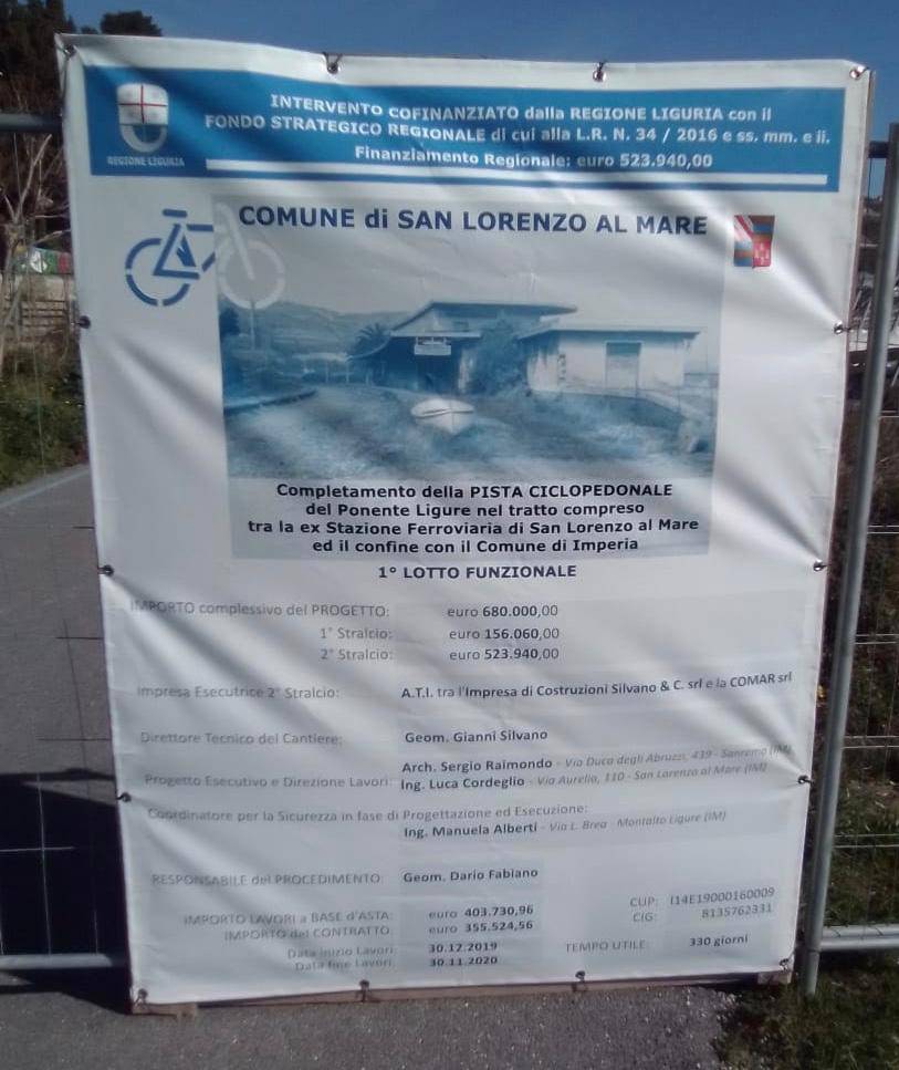 Pista ciclabile tra San Lorenzo al mare e Imperia