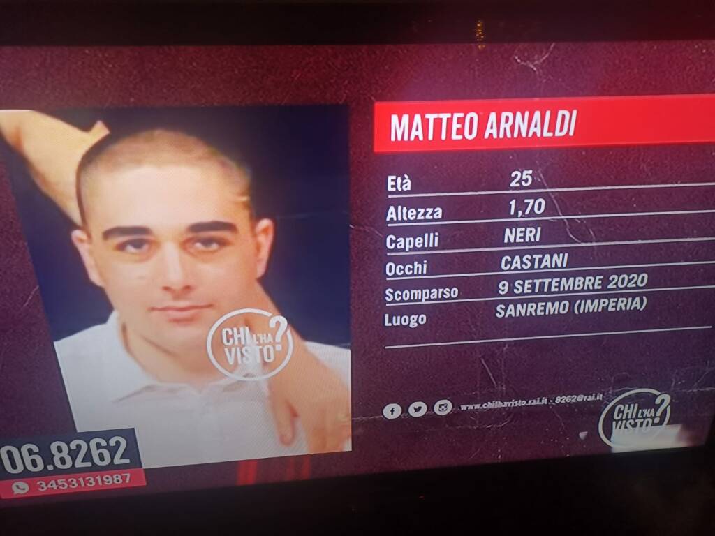 Sanremo, appello a “Chi l’ha visto?” per trovare Matteo Arnaldi