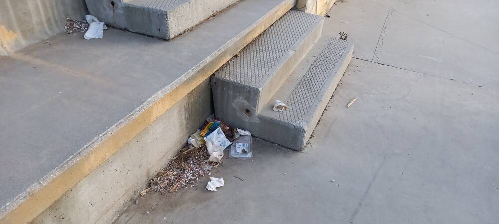 «Degrado e sporcizia», la segnalazione di un lettore sulle gradinate della pista di atletica a Pian di Poma