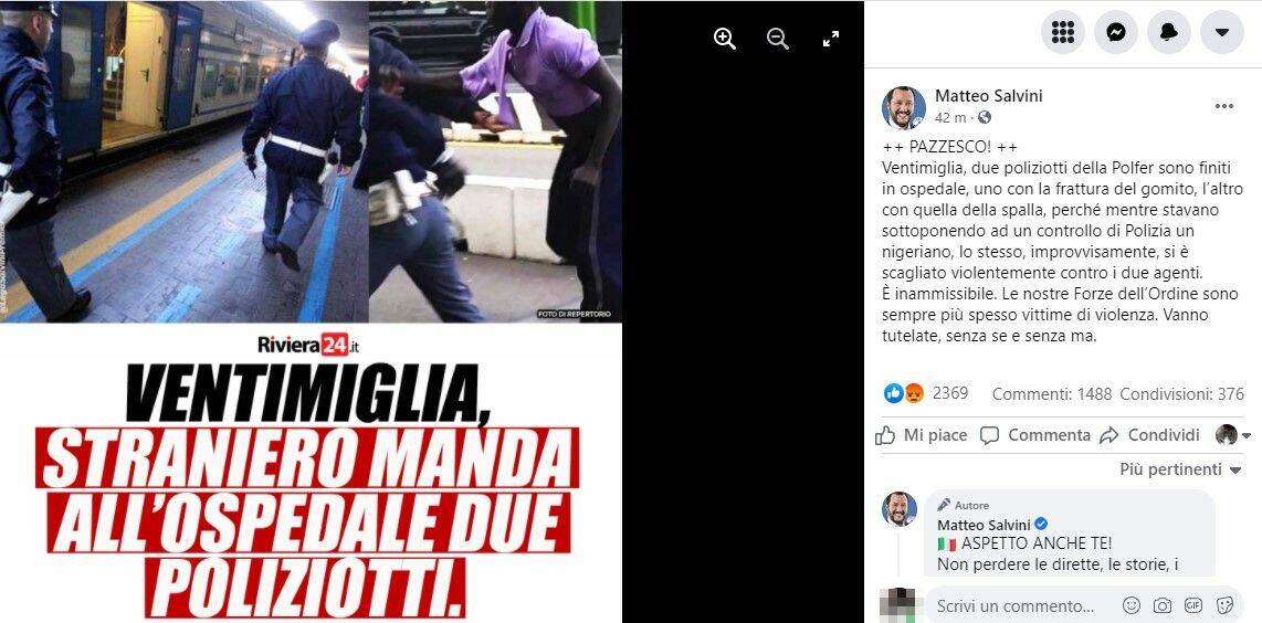 riviera24 -  il commento di Salvini