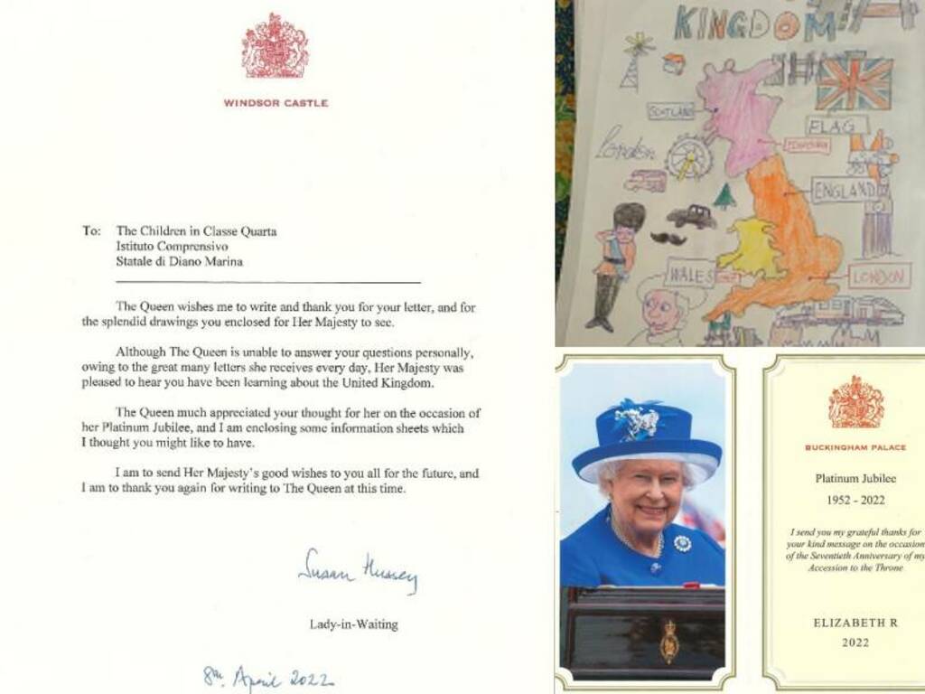 lettera regina Elisabetta alunni diano marina