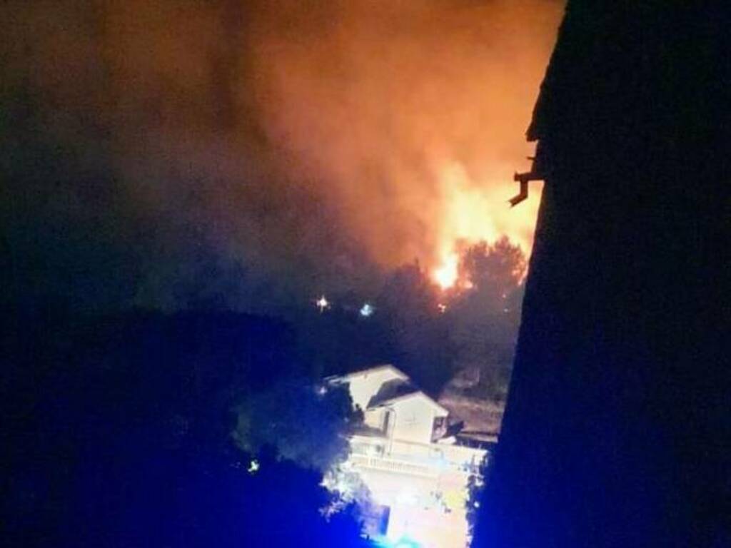 Incendio di sterpaglie a Vallecrosia Alta: fiamme domate dai vigili del fuoco