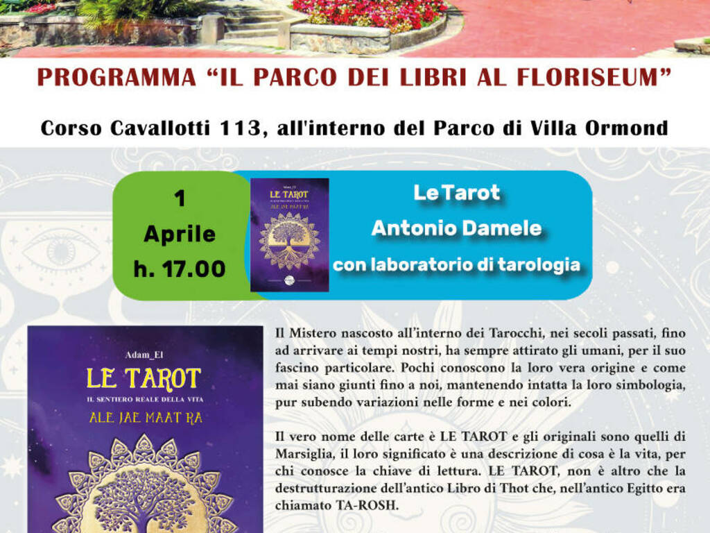 Il Parco dei Libri al Floriseum presentazione del libro \"Le tarot\" di Antonio Damele